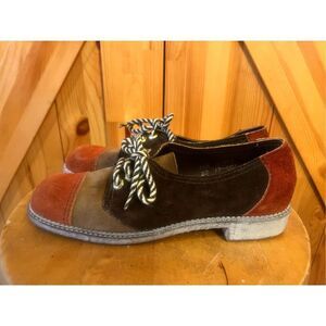 Jesse Janes by Sebago Brown /Red Suede Lace Shoes. Size 8.5 N.